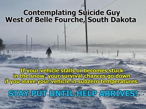 Contemplating suicide guy west of Belle Fourche SD