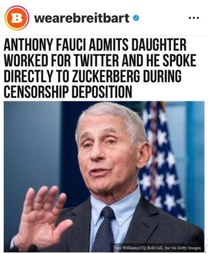 Fauci daughter worked for twitter