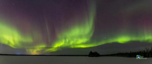 Northern Lights on snow field
