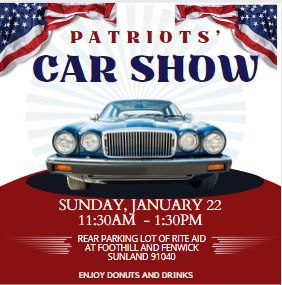 Sunland, California - January 22, 2022 - Patriots Car Show