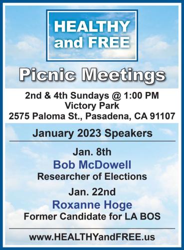 Pasadena, California - January 22, 2023 - Healthy and Free Picnic Meeting