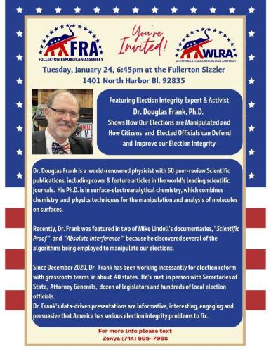 Fullerton, California - January 24, 2023 - Dr. Douglas Frank