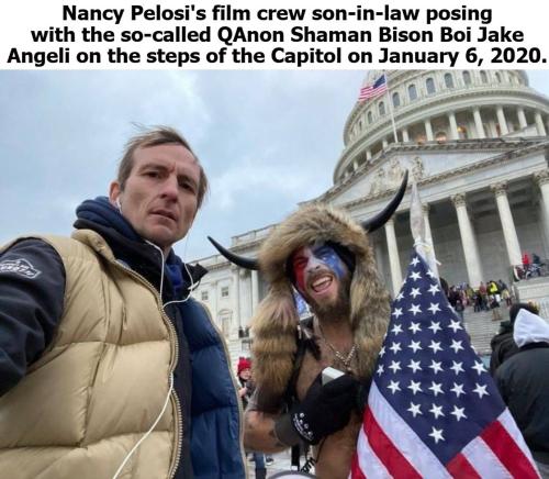 Nancy Pelosi's film crew posting with Bison Boi 1120px