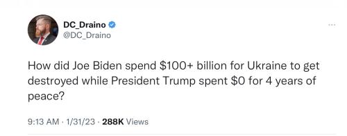 DC Drano tweet on Biden's wasteful spending on Ukraine
