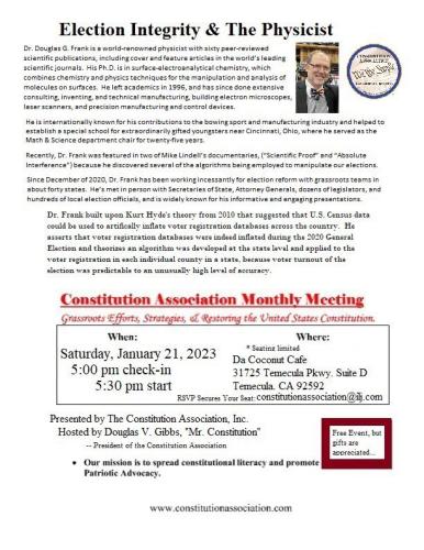 Temecula, California - January 21, 2023 - Dr. Douglas Frank