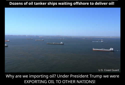 OIl Tankers waiting offshore to sell oil to the US