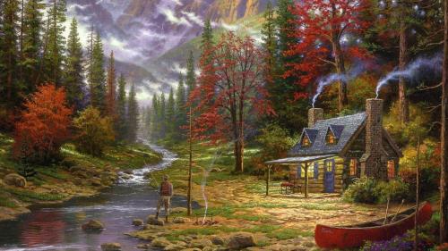 ! thomas kinkade fishing