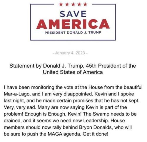 Trump Revokes Kevin McCarthy Endorsement