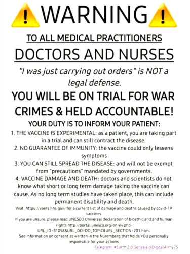 ! Warning to Covid Doctors