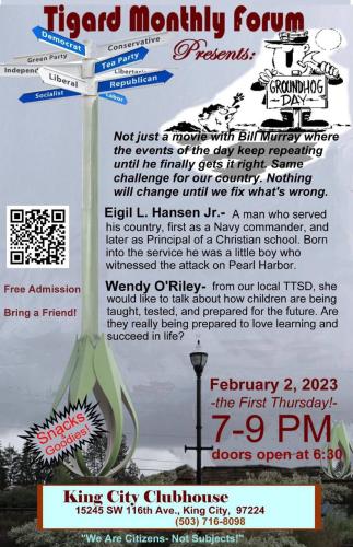 King City, Oregon - February 2, 2023 - Tigard Monthly Forum