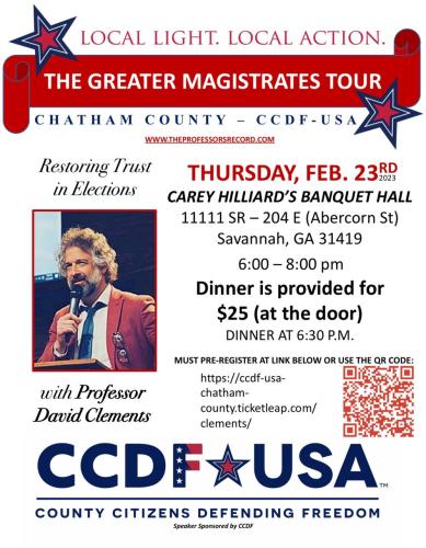 Savannah, Georgia - February 23, 2023 - Restoring Trust in Elections