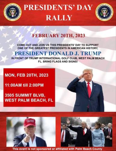 West Palm Beach, Florida - February 20, 2023 - President's Day Rally