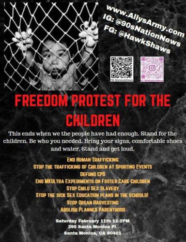Santa Monica, California - Fevruary 11, 2023 - Freedom Protest for the Children