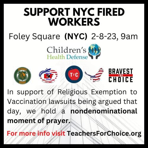 Foley Square, New York City - February 8, 2023 - Support NYC Fired Workers