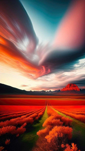 Red dawn fantasy clouds