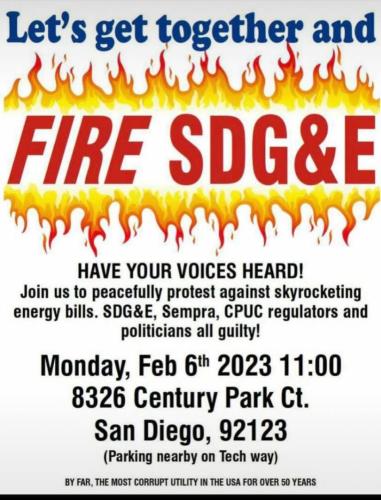 San Diego, California - February 6, 2023 - Fire San Diego Gas and Electric Rally
