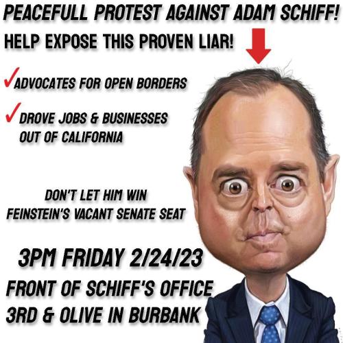 Burbank, California - February 24, 2023 - Peaceful Protest Against Adam Schiff