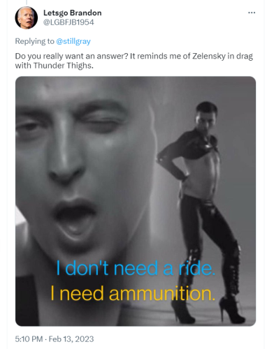 Letsgo Brandon Zelensky in drag tweet