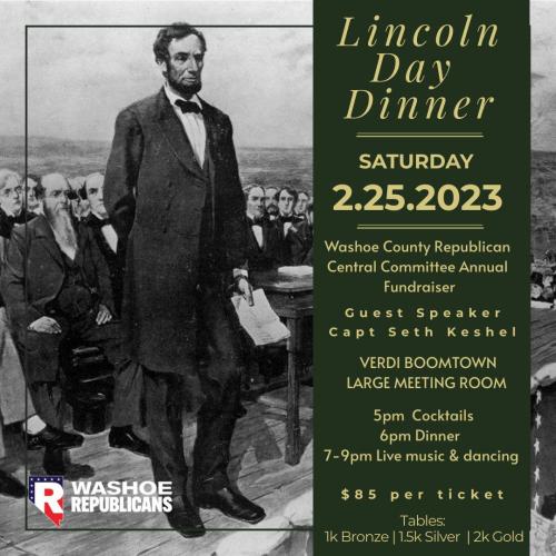 Verdi (Reno) Nevada - February 25, 2022 - Lincoln Day Dinner Featuring Seth Keshel