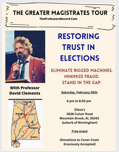 Mountain Brook, Alabama - February 25, 2023 - Restoring Trust in Elections