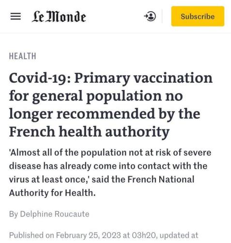 French no longer recommend vax
