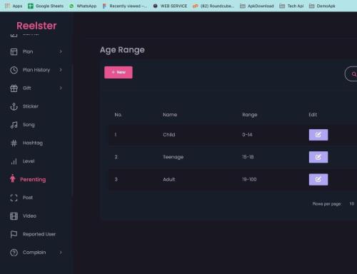 Reelster Parental Controls