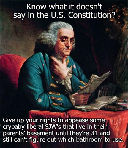 You know what it doesn't say in the constitution Ben Franklin