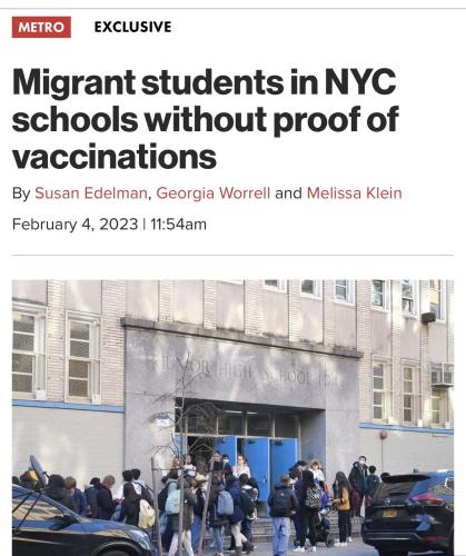 20230204 migrant students nyc no proof of vaccination required for school replacement illegal vaccination genocide jabs