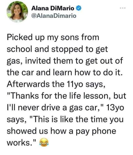 never drive a gas car