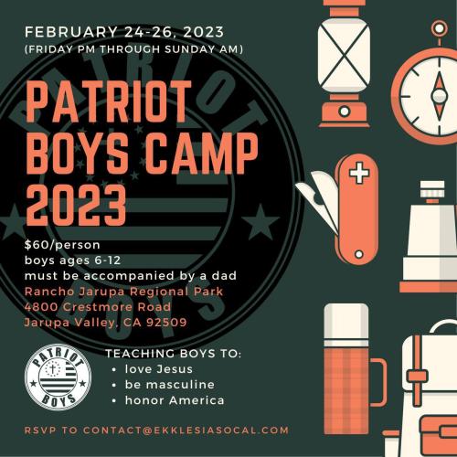 Jarupa Valley, California - February 24-26, 2023 - Patriot Boys Camp 2023