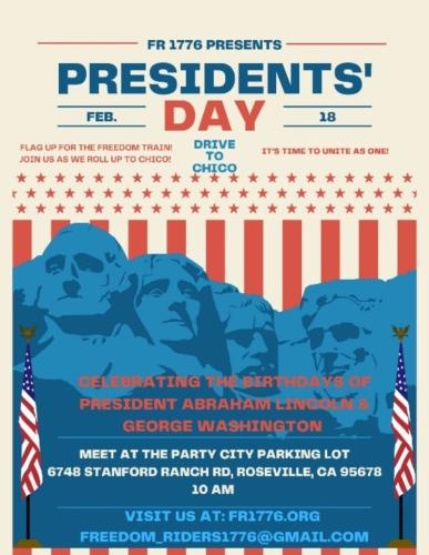 Roseville, California - February 18, 2023 - Presidents' Day Celebration