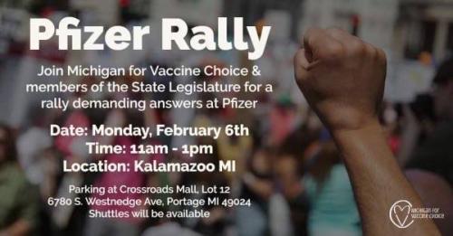 Kalamazoo, Michigan - February 6, 2023 - Rally Outside of Pfizer Headquarters