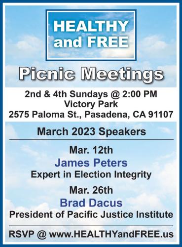 Pasadena, California - March 26, 2023 - Healthy and Free Picnic Meeting