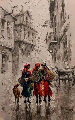 Colorful women in BW setting