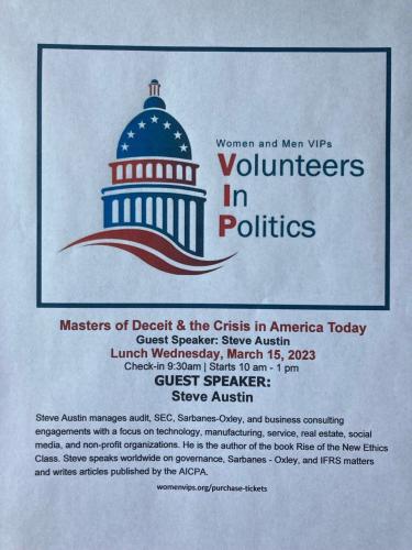 Solano Beach, California - March 15, 2023 - Masters of Deceit and the Crisis in America