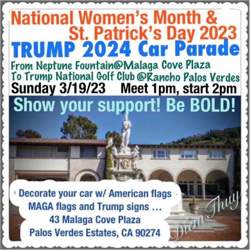 Rancho Palos Verde, California - March 19, 2023 - Trump 2024 Car Parade