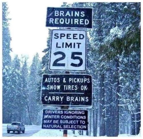 Drivers ignoring winter conditions sign