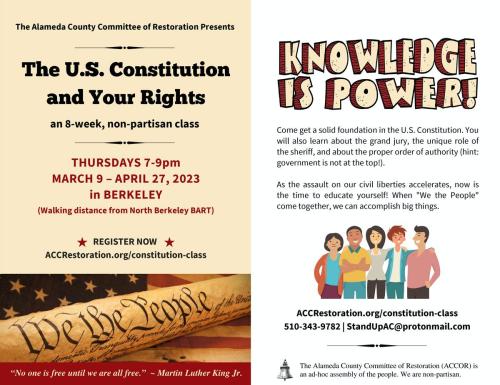 Berkeley, California - March 9 - April 27, 2023 - The U.S. Constitution and Your Rights