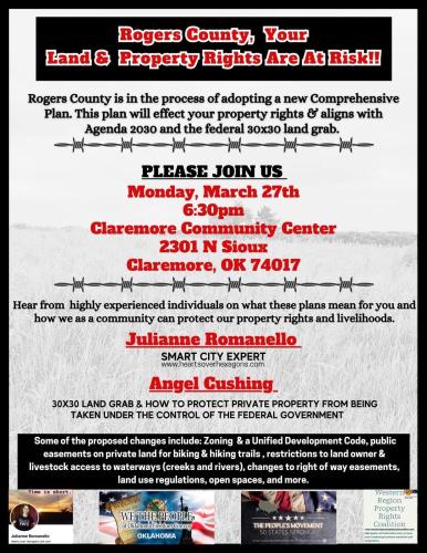 Rogers County, Oklahoma - March 27, 2023 - Meeting to Discuss Land and Property Rights at Risk