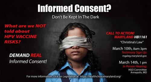 Maryland - Call to Action -Against Mandated HPV Vaccine for School