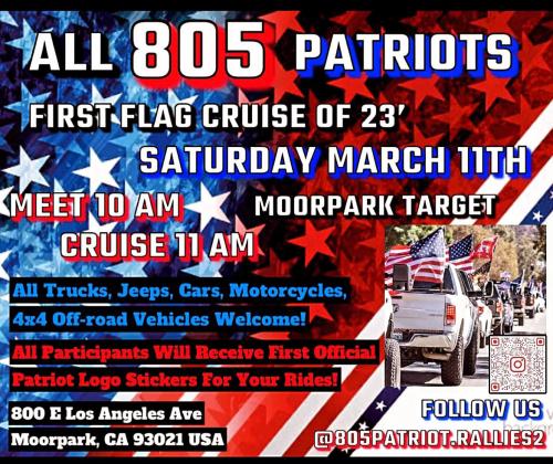 Moorpark, California - March 11, 2023 - 805 Patriots Flag Cruise