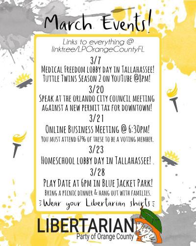 Orange County Florida - March 2023 - Libertarian Party Events