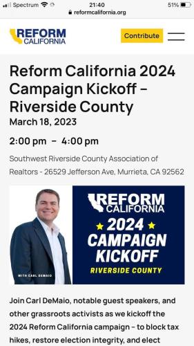 Murrieta, California - March 18, 2023 - REform California 2024 Campaign Kickoff