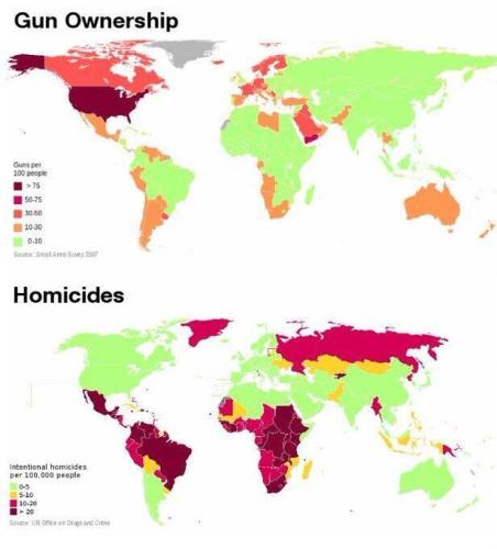 gun ownership vs homicides