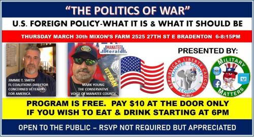 Bradenton, Florida - March 30, 2023 - The Politics of War