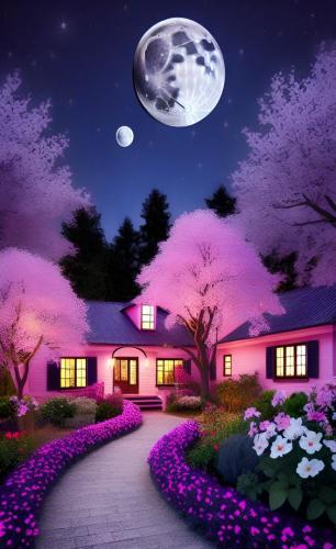 ! Beautiful home in the moonlight