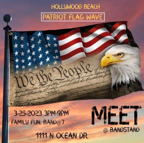 Hollywood Beach, Florida - March 25, 2023 - Flag Wave