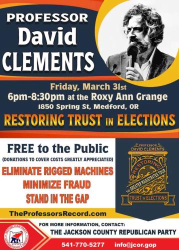 Medford, Oregon - March 31, 2023 - Restoring Trust in Elections - Change of Venue