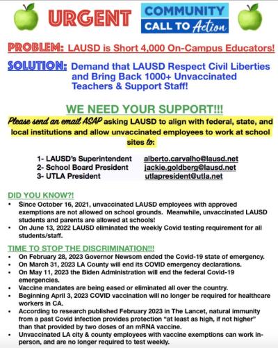 Los Angeles, California - Call to Action - LAUSD Short 4000 Educators