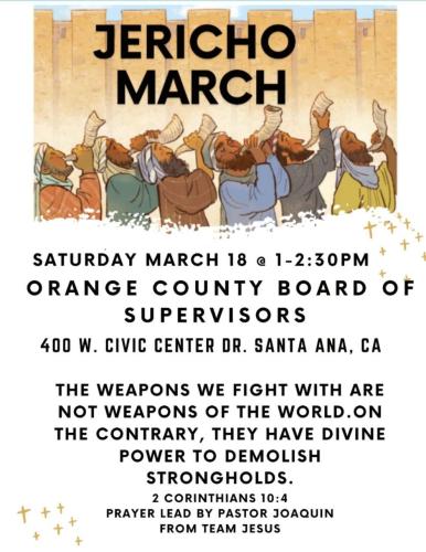 Santa Ana, California - March 18, 2023 - Jericho March at Orange County Board of Supervisors